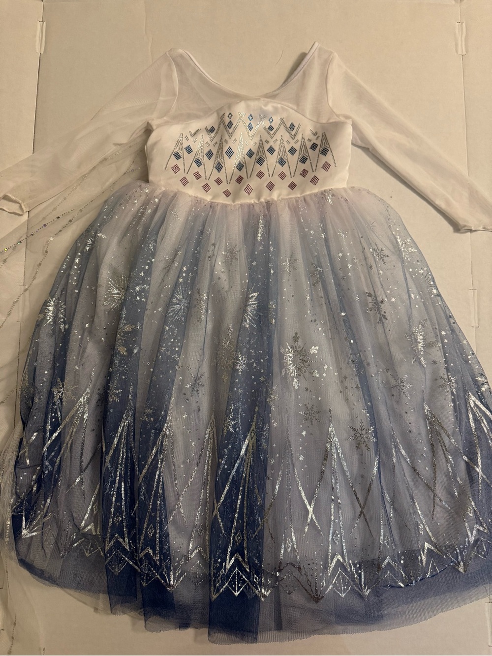 White & Blue Sparkle Princess Dress - Kids Costume